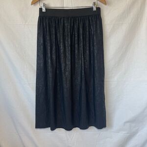 21 Saints Black Crinkle Print Pull-On Gathered Waist Skirt Sz L